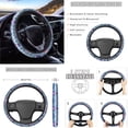 thumbnail image 3 of Renewold Bohemian Flower Blue Violet 14 PCS Car Seat Cover Full Set, with Steering Wheel Cover Seat Belt Covers Trash Can Rear View Mirror Cover Center Console Cover Cup Coasters Handbrake Cover Set, 3 of 7