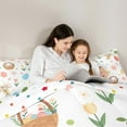 thumbnail image 4 of Manfei Cartoon Easter Eggs Bedding Comforter Set 7 Pieces for Teen, Pink Cherry Blossoms Full Bedding Set, Cute Princess Style Reversible Fitted Sheet Flat Sheet, Microfiber Bedroom Decor, 4 of 7