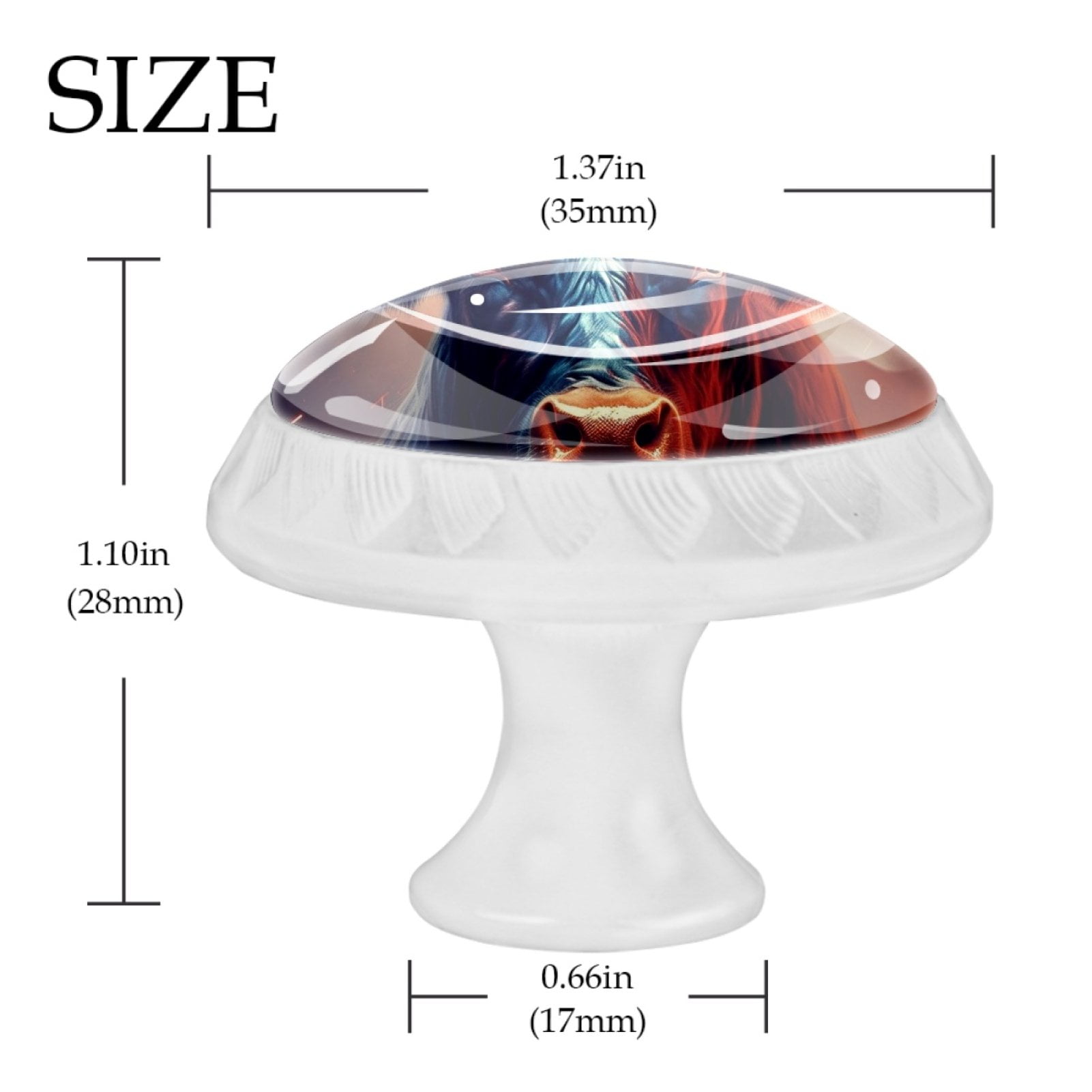 4 Pcs Cow American Flag Knobs for Kitchen Cabinet Cupboard Dresser Bookcase Drawer Pulls Handles Round Home Decor