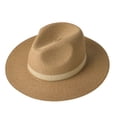 thumbnail image 2 of OOOUM Straw Cowboy Hat Breathable Wide Brim Panama Sun Hat Adjustable Summer Beach Vacation Hat Khaki, 2 of 3