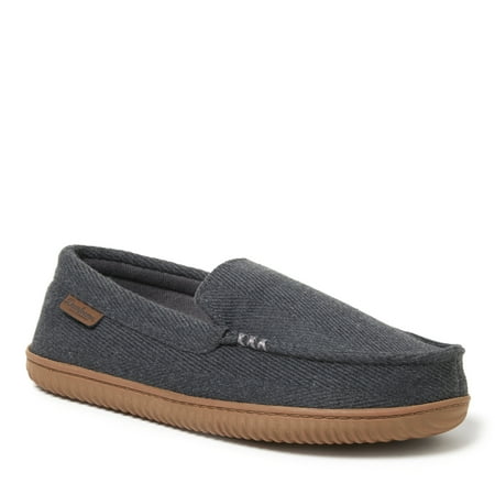 

Dearfoams Cozy Comfort Men s Woven Moc with Accent Stitch Slippers