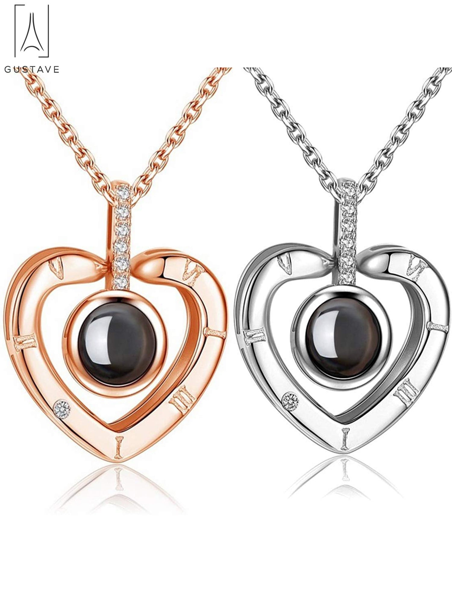 925 Silver Rose Gold I Love You In 100 Languages Love Memory Projection Necklace 