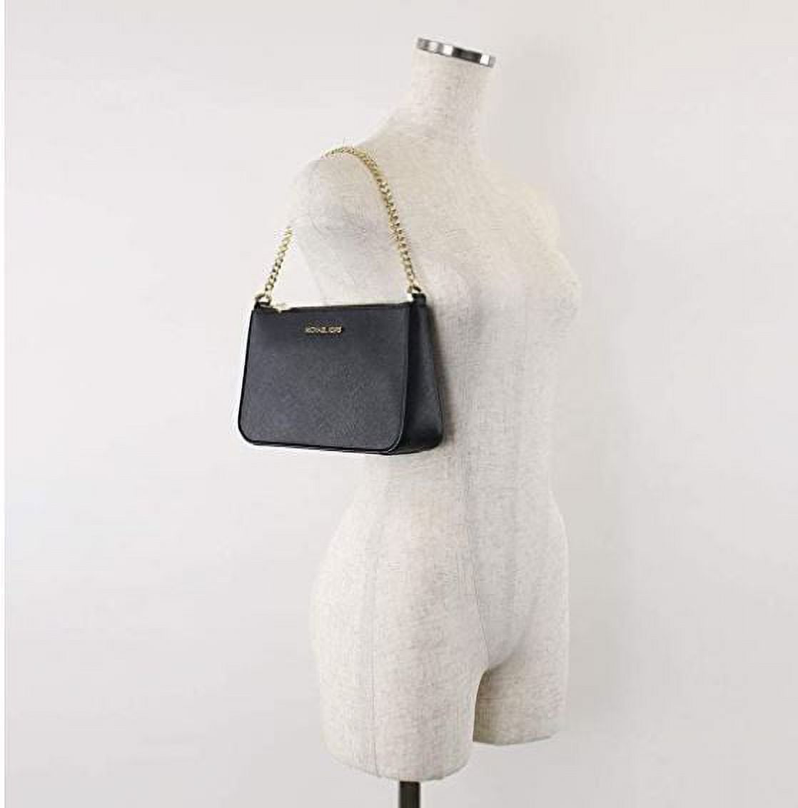 Michael Kors Jet Set Travel Medium Pouchette Crossbody Bag Mk Signature Vanilla