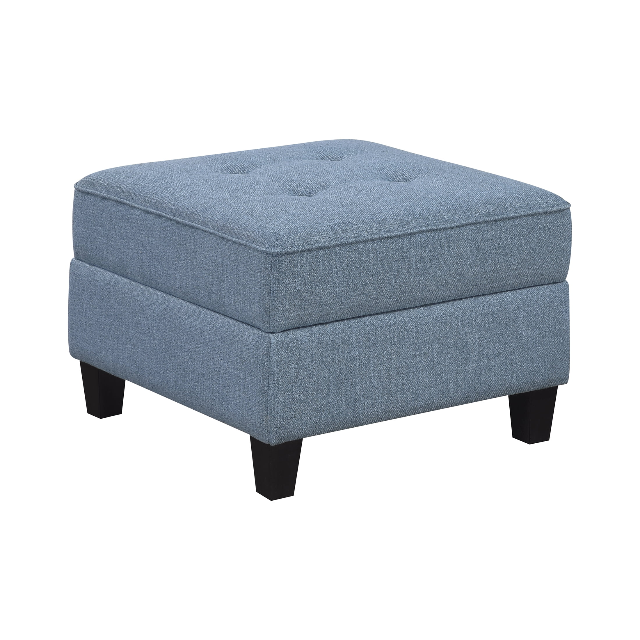OakvillePark Silvercross Textured Fabric Button Tufted Ottoman with Storage, Blue