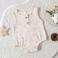 thumbnail image 5 of Gibobby Mameluco niña sin mangas con estampado floral para niños y niñas, monos para recién nacidos, ropa(Beige, 12-18 Meses), 5 of 5