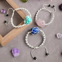 Natural Crystal Rolling Stone Mesh Bracelet