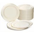 thumbnail image 2 of OCCASIONS 240 Pack Heavyweight Wedding Party Disposable Plastic Plates (6.25" Cake Plate, Ivory & Gold Rim), 2 of 4