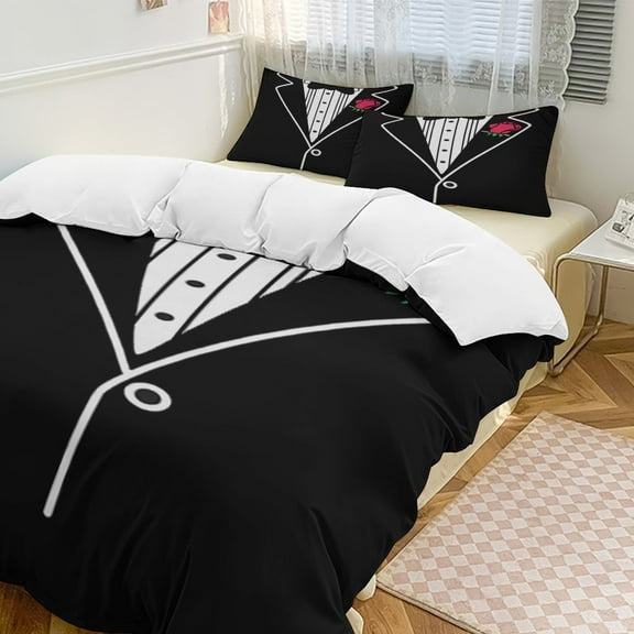 Tuxedo Set Duvet Cover Themed Multicolor Polyester Bedding Set Duvet Cover for Twin Size