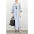 thumbnail image 2 of AURA Women's Casual Long Sleeve Button Down Loose Striped Cotton Maxi Shirt Dress, 2 of 5