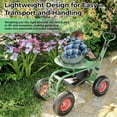 thumbnail image 7 of EastVita Pro Heavy Duty Garden Cart Workseat 360 Deg Swivel 10in Tires Foldable Green, 7 of 7