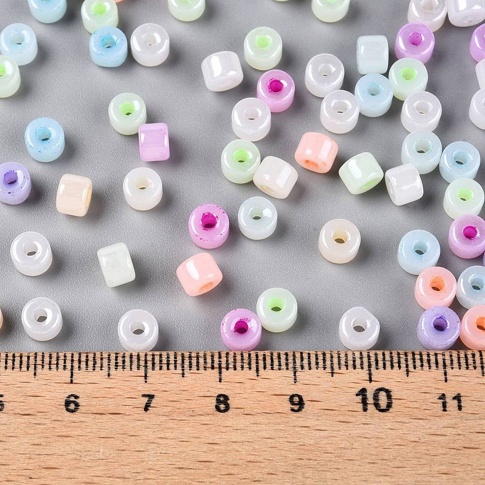 1 pound Glass Seed Beads Ceylon Round Hole Cylinder Mixed color 4x5.5mm Hole: 1.8mm 2500pcs/pound