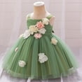thumbnail image 4 of Moocorvic Baby Girl Tulle Dress Casual Flower Embroidery Toddler Dresses Wedding Gown for Summer Party Birthday Outfit 2-3 Years,Green, 4 of 9