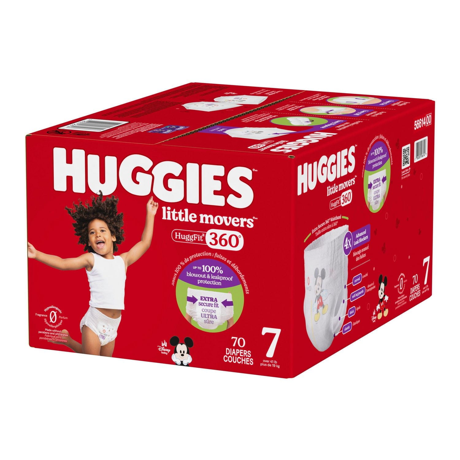 Huggies Little Movers HuggFit 360° Baby Diapers with 360° Waistband, Size 3-7, Count 136-70, HUGFIT 360 MC S3-7| Count 136-70