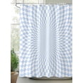 thumbnail image 2 of Fsddascl Blue White Plaid Shower Curtain Set - Standard 72" x 72" Washable Bathtub Curtain with 12 Hooks, Modern Minimalist Geometric Checked Waterproof Fabric Stall Shower Curtains for Bathroom, 2 of 6
