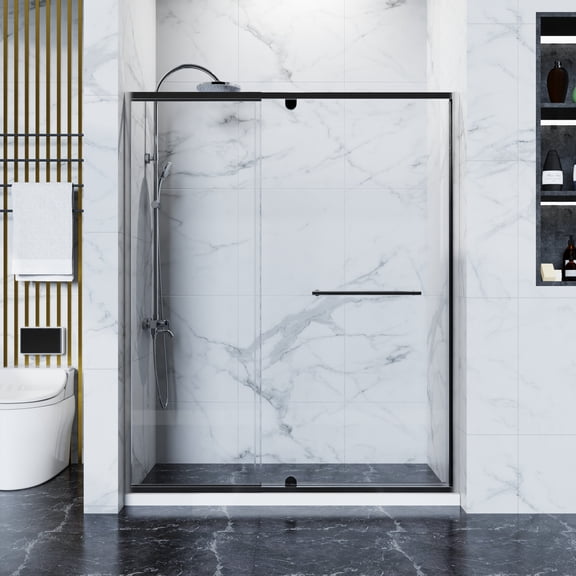 56-60"W x 72"H Pivot Shower Door, 1/4"(6mm) Glass, Chrome, Reversible, Leak-Proof