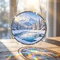thumbnail image 6 of Yangka Winter Snowy Mountain Acrylic Puzzle Suncatcher, Nature Scenery Stained Glass Effect Window Hanging, Home Decor, 6 of 7