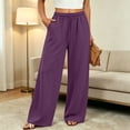 thumbnail image 4 of ZUBKTE Women's Fall Winter Sweatpants, Solid Elastic Drawstring Waist Loose Casual Long Trousers with Side Hidden Pockets S‑2XL, 4 of 8