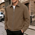 thumbnail image 5 of Men's Corduroy Jacket Lapel Collar Full Zip Up Long Sleeve Casual Coat Classic Textured Outerwear with Pockets, 5 of 9