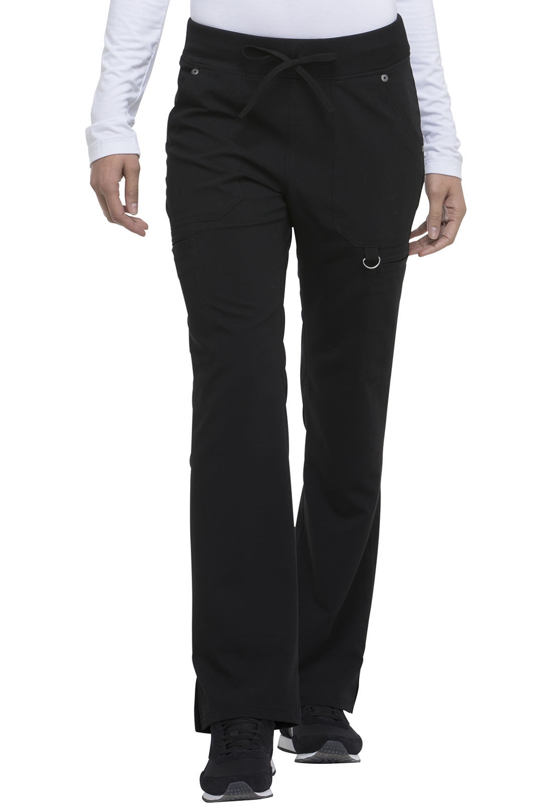 Dickies Xtreme Stretch Scrubs Pant for Women Mid Rise Rib Knit Waistband Plus Size DK020P, 2XL Petite, Black