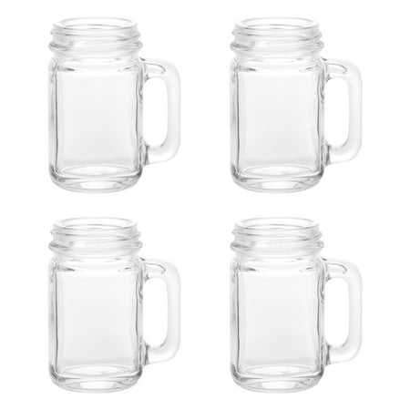 Uxcell Mason Jar Shot Glasses with Handles, 4Pack 40ml/1.5 OZ Reusable Mini Mason Shooter Glass
