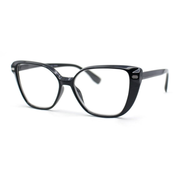Retro Womens Classy Oversized Rectangular Cat Eye Reading Glasses Black 1.00