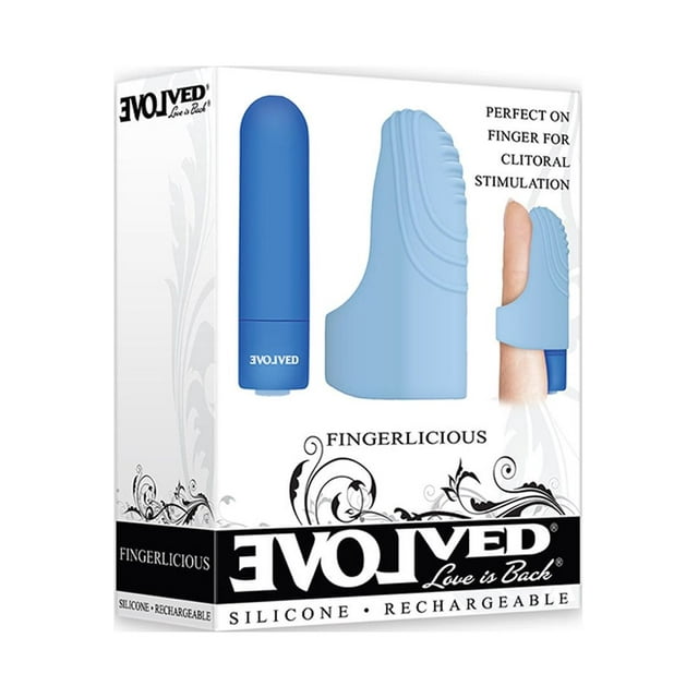 Evolved Fingerlicious Vibromasseur de Doigt en Silicone Rechargeable Bleu