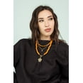 thumbnail image 3 of Women Gold-Plated Boho Layered Necklace Set 3Pcs, Orange Long Beads, Snake Chain with Star Pendant, Orange Beads with Leaf Pendant, Bohemian Style Trendy & Adjustable Elegant Fashion Jewelry, 3 of 6