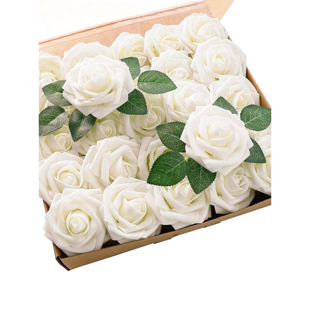 25pcs/set PE Artificial Flower Head, Romantic Simulation Flower Head For Decoration