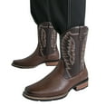 thumbnail image 1 of Leozcaa Cowboy Boots for Men Mid Calf Boots Western Classic Embroidered Square Toe Ankle Short Boots, 1 of 8