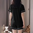 thumbnail image 4 of vigerkar Pajama Set for Women 2 Piece Lounge Set Short Sleeve Tops and Shorts Soft Sleepwear, Chest Pocket Black, L, 4 of 5
