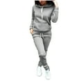 thumbnail image 2 of Ensembles pour Femmes Liquidation 2 Pcs Femme Tendance Col Rond Uni Blouse à Manches Longues + Pantalon Ample Ensembles Gris L, 2 of 6