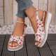 thumbnail image 5 of Bmisegm Ladies Summer Cherry Printed Soft Leather Buckle Slope Heel Thick Bottom Large Size Fish Mouth Sandals Womens Sandals Summer Green 8, 5 of 9