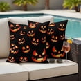 thumbnail image 4 of Black Orange Halloween Outdoor Waterproof Pillow Covers, Pumpkins Botanical Decorative Square Throw Pillowcase Sofa Cushion Sham for Patio/Couch/Chair, 18"x18" 2 Pack, 4 of 8
