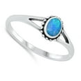 thumbnail image 4 of CHOOSE YOUR COLOR Oval Blue Simulated Opal Bali Promise Ring .925 Sterling Silver Band CZ Female Size 6, 4 of 4