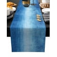thumbnail image 2 of Blue Ombre Cotton Linen Table Runner 13 x 72 inch Vintage Chic Gradient Abstract Texture Art Non-slip Rectangular Dining Table Decor for Wedding Party Holiday Dinner, 2 of 8