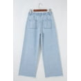 thumbnail image 6 of Women's Beau Blue Studded Wide Leg Jeans – Casual Frayed Style with Side Slit for Everyday Wear, 16, 6 of 12