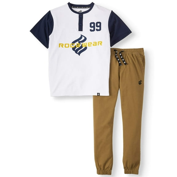 Rocawear Boys Logo T-shirt and Jogger Pants, 2-piece Outfit Set, Sizes 4-16