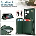 thumbnail image 4 of Crossbody Zipper Wallet Bag Case for Samsung Galaxy S24 Ultra,Dteck Lager Capacity Purse Leather Card Slots Pocket Shockproof Case Kickstad Cover with Shoulder Strap, Darkgreen, 4 of 9