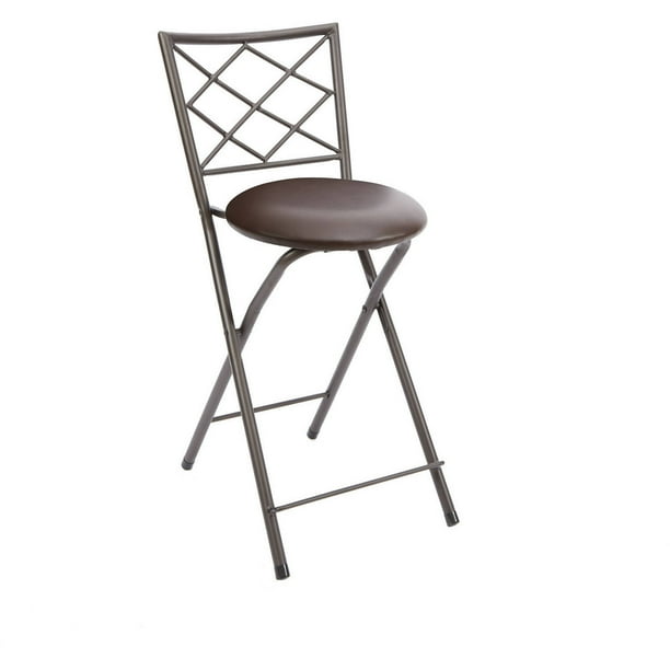 Diamond X Back Folding 24 Barstool Espresso Vegan Leather Walmart Com Walmart Com