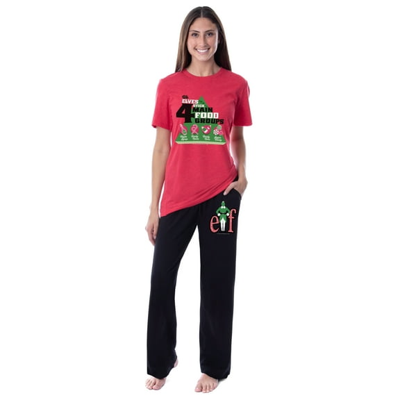 Elf The Movie Womens' Buddy Elves Four Main Food Groups Sleep Pajama Set