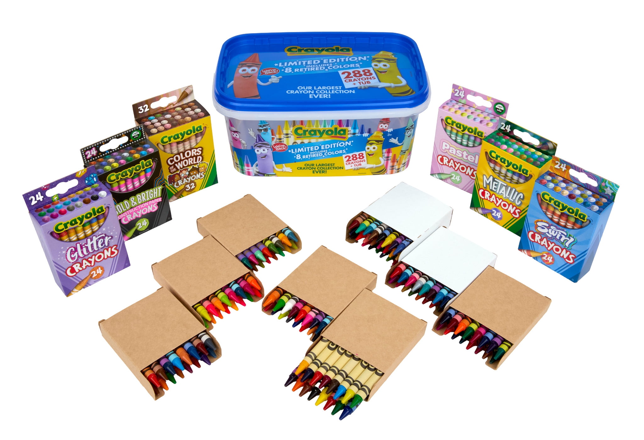 Crayola Crayon Tub, Limited Edition Retired Crayon Colors, 288ct, Classroom Must Haves for Teachers, Back to School, Bulk Art Supplies, Gift for Ages 3, 4, 5, 6