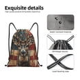 thumbnail image 4 of Sikiie American Flag Deer Art Drawstring Backpack Drawstring Bags, Draw String Back Bag for Sports, Gym, Travel, Swimming, Beach-Medium, 4 of 6