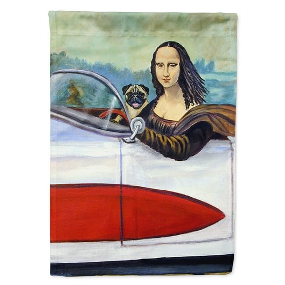 Carolines Treasures 7043-FLAG-PARENT Pug and Mona Lisa Flag  multicolor