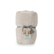 Better Homes & Gardens Textured Velvet Plush Throw Blanket, Oversized, Papyrus Beige
