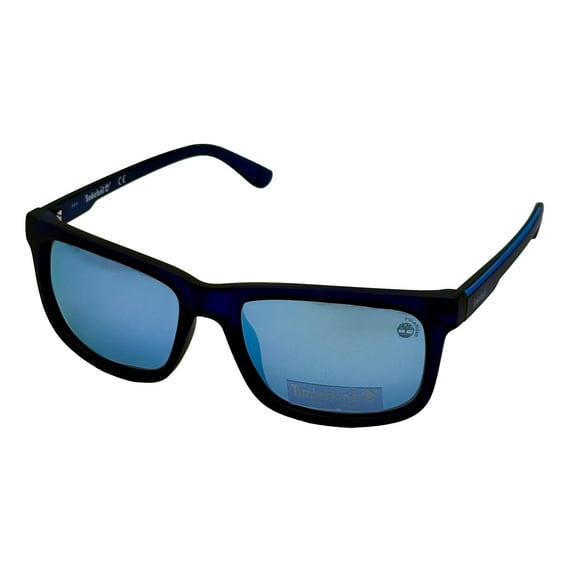 Timberland Men Sunglass Matte Black Plastic Square Blu Polarized Lens TB7153 91D