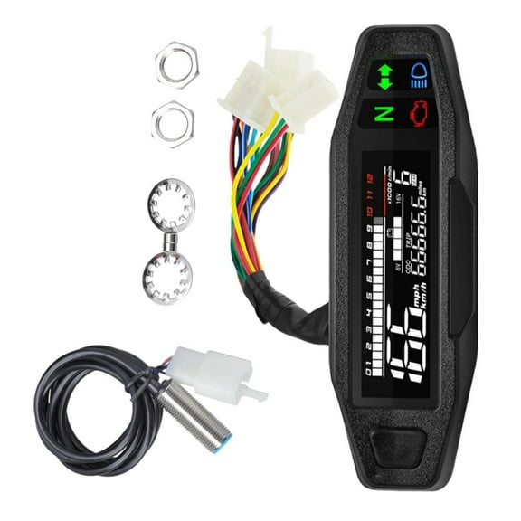 Yammee Motorcycle Speedometer Digital Speed Meter LED Tachometer Dashboard Instrument Panel Meter LCD Display Universally