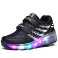 thumbnail image 2 of Chaussures à Roulettes Lumineuses à Double Roue Usb Rechargeables pour Patinage Noir/rose, 2 of 5