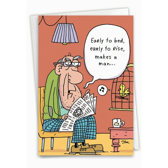 NobleWorks Funny 50th Birthday Milestone Greeting Card with 5 x 7 Inch Envelope (1 Card) Early to Bed 50 5089