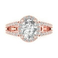 thumbnail image 2 of 2.78ct oval cut white sapphire 14k rose gold halo Bridal Wedding Engagement Promise Anniversary Ring for Women size 8.5, 2 of 7