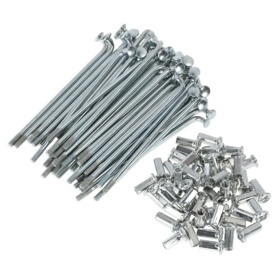 48 Set 10G Bicycle Spokes 80mm Bike Wheel Spokes Carbon Steel Galvanized Silver Tone